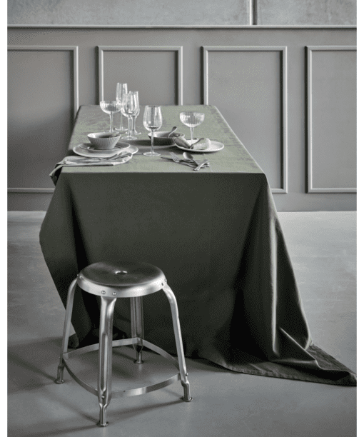 Dark green tablecloth